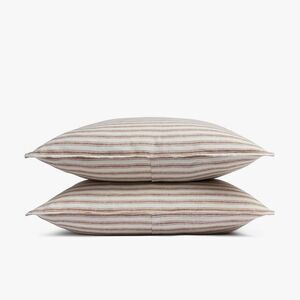 Parachute - King Relaxed Linen Stripe Sham Set Pecan & Parchme Pecan & Parchment